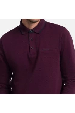 Pierre Cardin   Modern Fit Longsleeve Poloshirt Weinrot, Gemustert -Ho ho ho, Mode in Grün. PC C5 30154 3010 4303 3 800