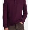 Pierre Cardin   Modern Fit Longsleeve Poloshirt Weinrot, Gemustert