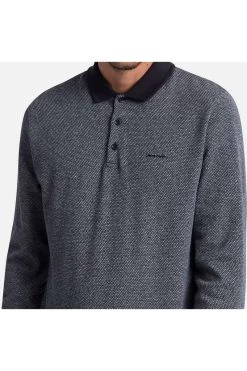 Pierre Cardin   Modern Fit Longsleeve Poloshirt Marine, Gemustert -Ho ho ho, Mode in Grün. PC C5 30174 3012 6000 3 800