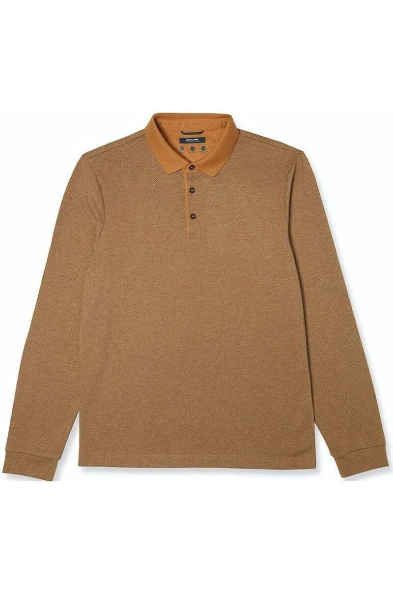 Pierre Cardin Modern Fit Longsleeve Poloshirt Orange, Gemustert 1 Pierre Cardin Modern Fit Longsleeve Poloshirt Orange, Gemustert