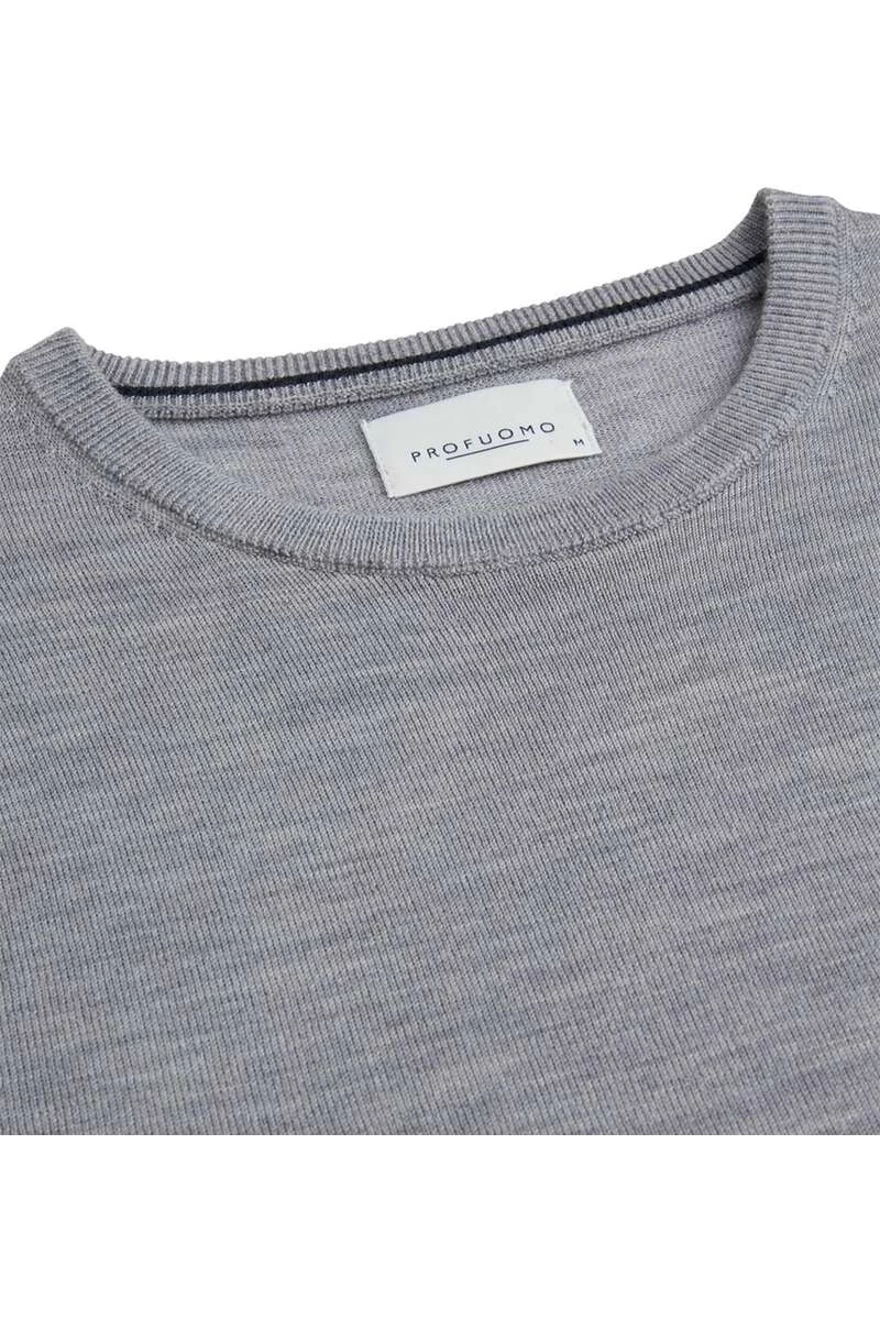 Profuomo Regular Fit Herren Pullover Rundhals Hellgrau 2 Profuomo Regular Fit Herren Pullover Rundhals Hellgrau – Bild 2
