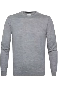 Profuomo Regular Fit Herren Pullover Rundhals Hellgrau