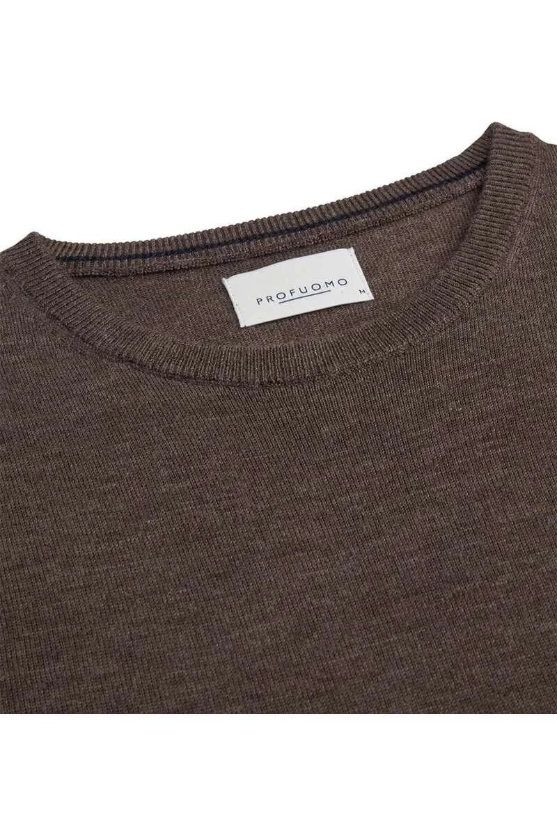 Profuomo Regular Fit Herren Pullover Rundhals Taupe 2 Profuomo Regular Fit Herren Pullover Rundhals Taupe – Bild 2