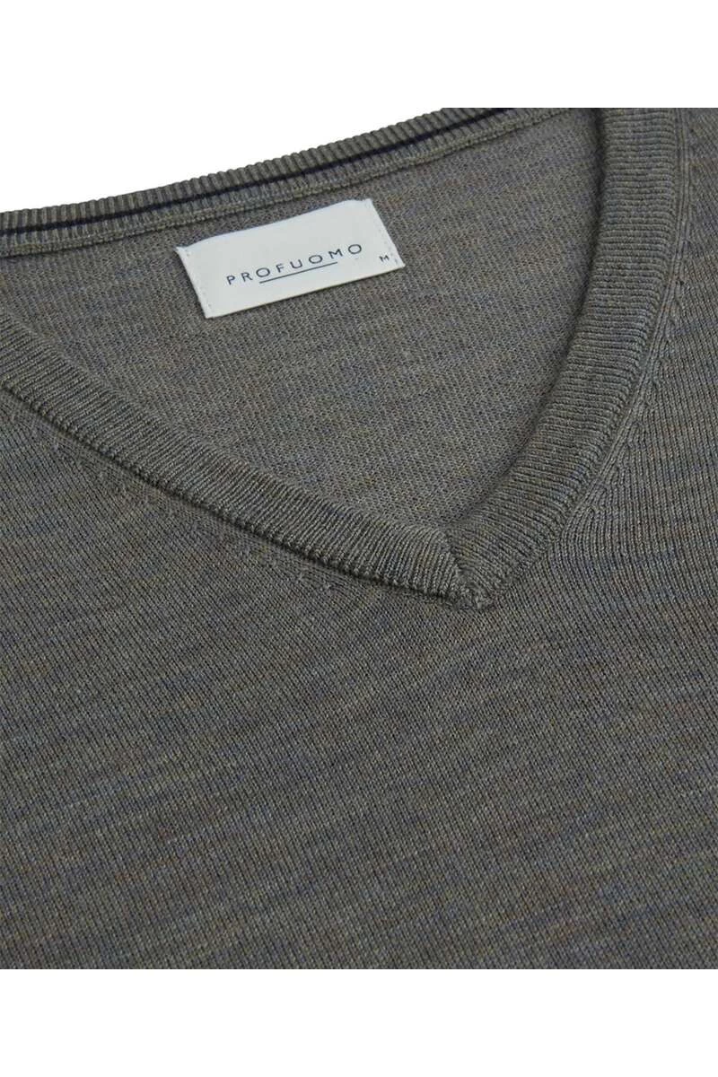 Profuomo Regular Fit Herren Pullover V-Ausschnitt Grün 2 Profuomo Regular Fit Herren Pullover V-Ausschnitt Grün – Bild 2