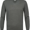 Profuomo Regular Fit Herren Pullover V-Ausschnitt Grün