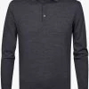 Profuomo   Slim Fit Longsleeve Poloshirt Anthrazit, Einfarbig