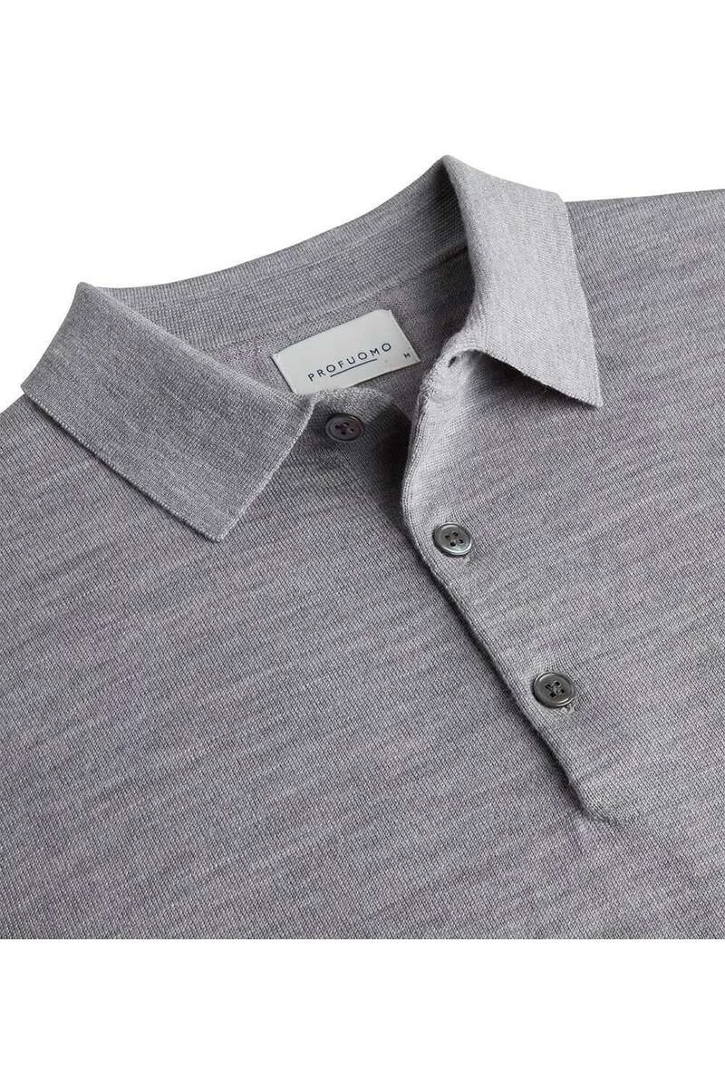 Profuomo Slim Fit Longsleeve Poloshirt Grau, Einfarbig 2 Profuomo Slim Fit Longsleeve Poloshirt Grau, Einfarbig – Bild 2