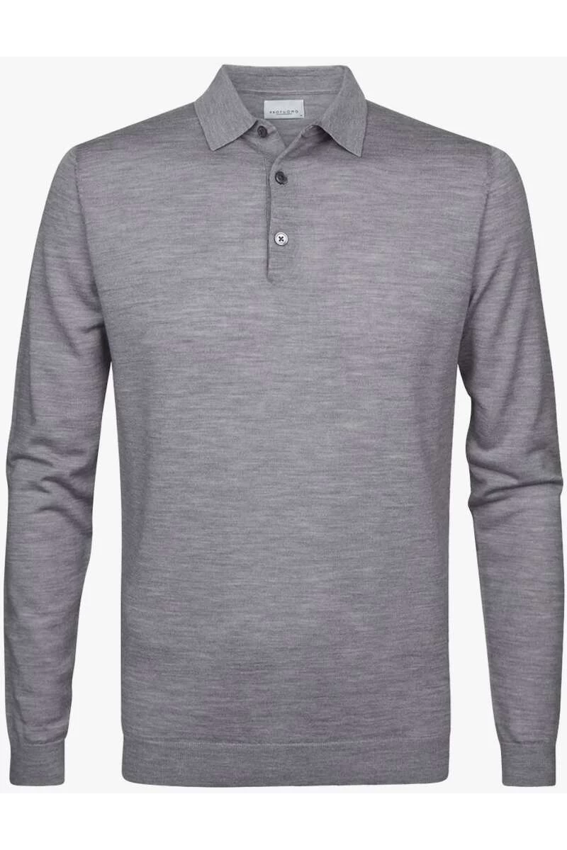 Profuomo Slim Fit Longsleeve Poloshirt Grau, Einfarbig 1 Profuomo Slim Fit Longsleeve Poloshirt Grau, Einfarbig