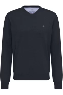 Fynch-Hatton Casual Fit Herren Pullover V-Ausschnitt Navy