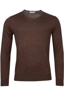 Thomas Maine Tailored Fit Herren Pullover V-Ausschnitt Braun