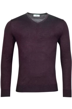 Thomas Maine Tailored Fit Herren Pullover Rundhals Aubergine