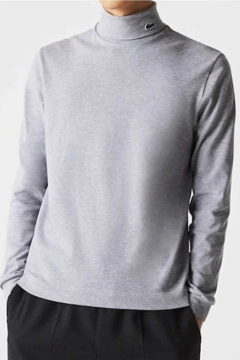 Lacoste Regular Fit Herren Rollkragenshirt Silber 1 Lacoste Regular Fit Herren Rollkragenshirt Silber