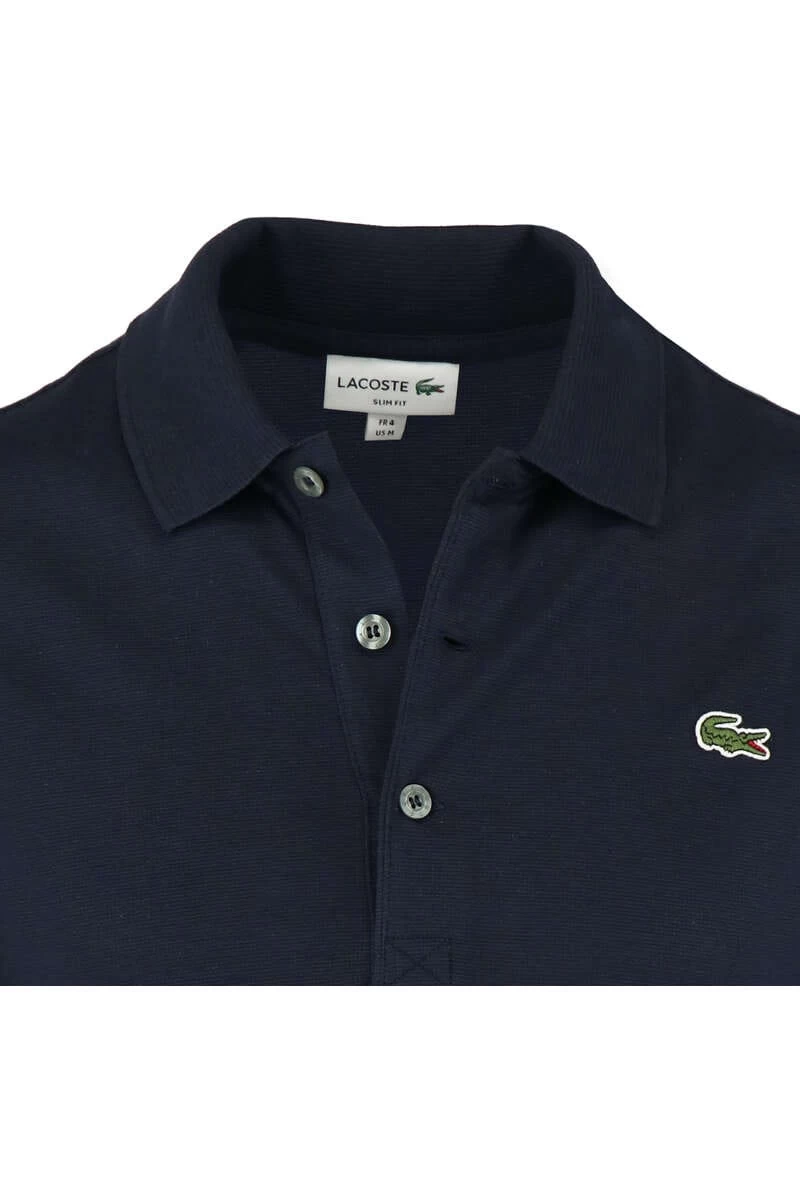 Lacoste Slim Fit Longsleeve Poloshirt Navy, Einfarbig 2 Lacoste Slim Fit Longsleeve Poloshirt Navy, Einfarbig – Bild 2
