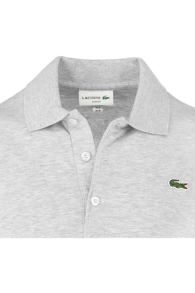 Lacoste Slim Fit Longsleeve Poloshirt Grau, Einfarbig 2 Lacoste Slim Fit Longsleeve Poloshirt Grau, Einfarbig – Bild 2